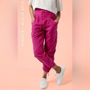 Athleta x Alicia Keys High Waist Utility Jogger Pants Fuschia Pink Women's 12